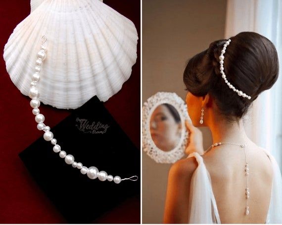 Bijou de mariée cheveux chignon en perles, Simple bijou de tête pour mariage ou cérémonie, Cadeau demoiselle d'honneur BJ0002