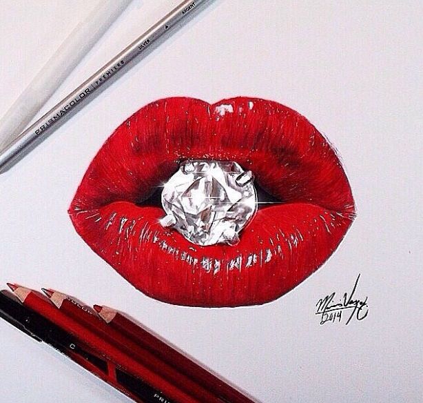 Red Lips Art Talent Diamond Drawing Pencil Drawings Lip Art