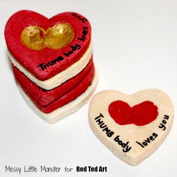 thumbprint hearts for valentines day salt dough crafts salt dough