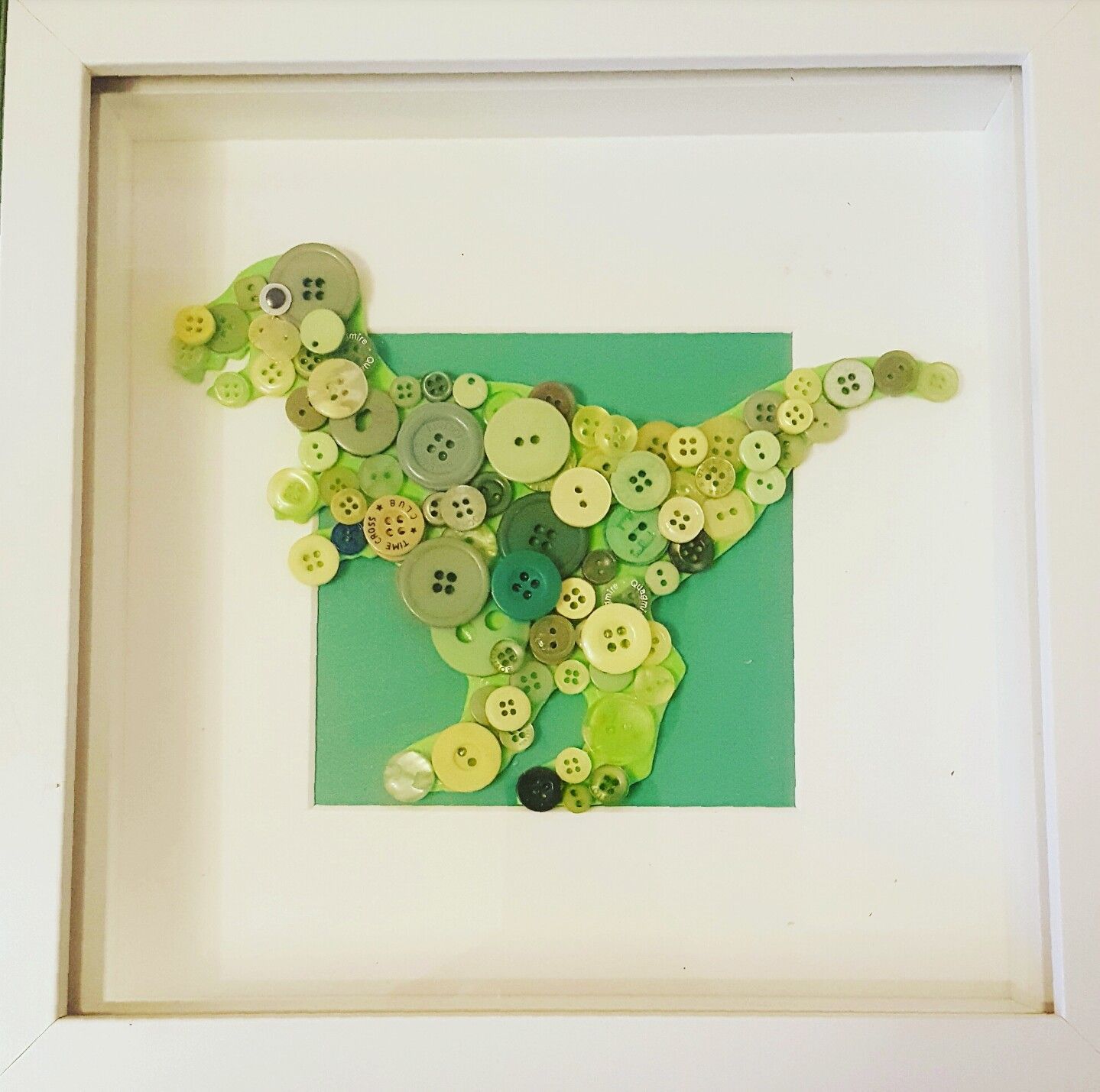 Button Picture Frame, Dinosaur, Green Frame, 3D Dinosaur, Boys Bedroom Button Picture Frame, Dinosaur, Green Frame, 3D Dinosaur, Boys Bedroom