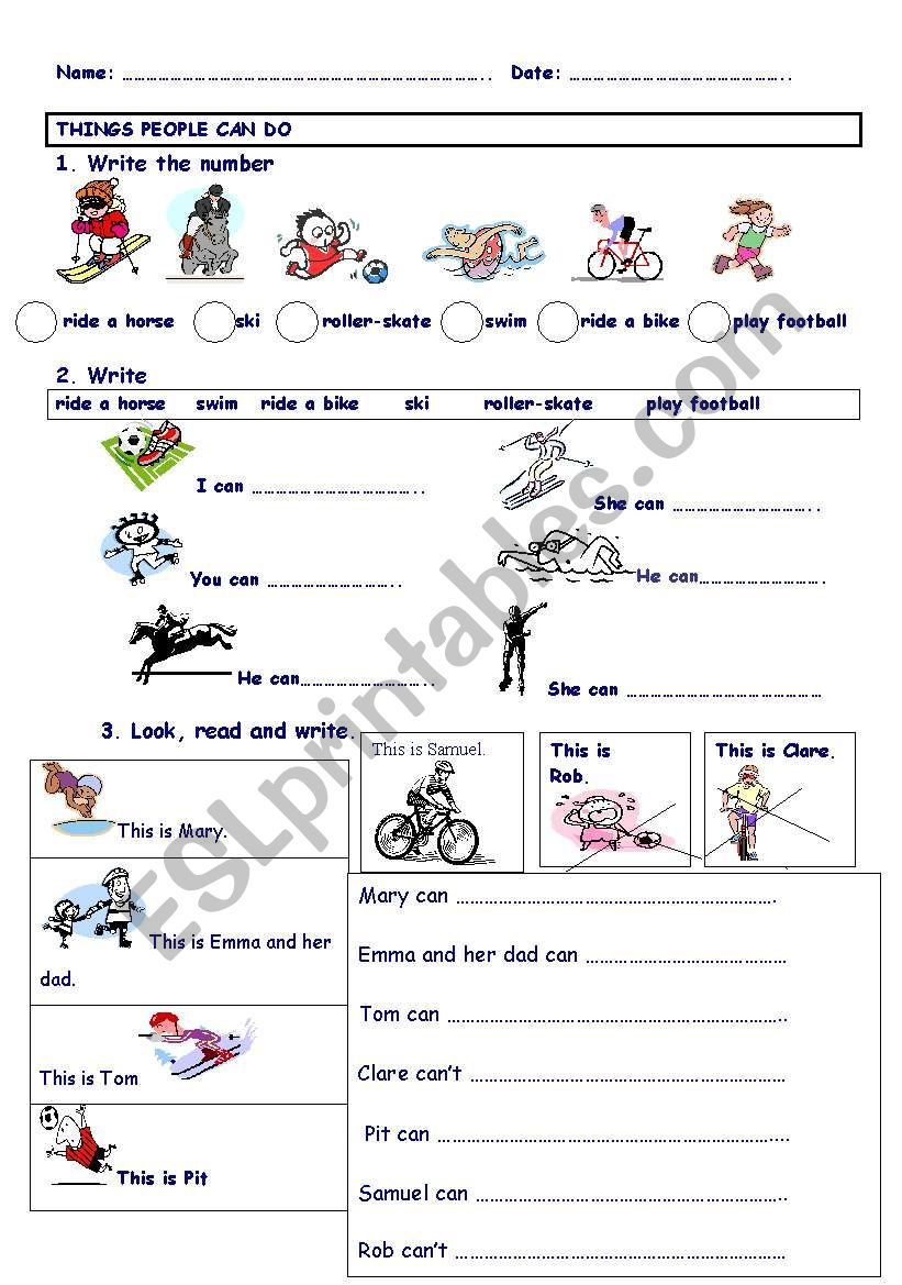 THINGS PEOPLE CAN DO ESL worksheet by maytechuna in 2020