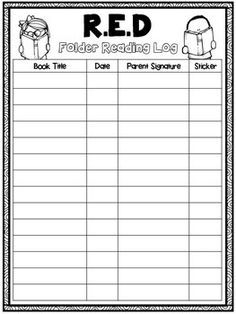 printable reading logs