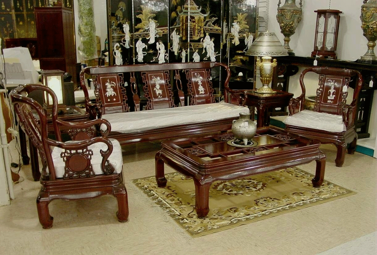 traditional living room antique - antique wooden sofa