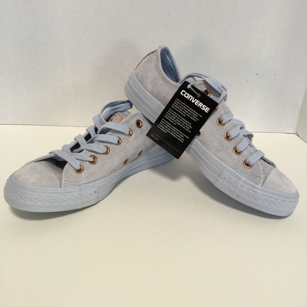 light blue suede converse Pusmun Converse All Star Low Leather Powder Blue Rose Gold