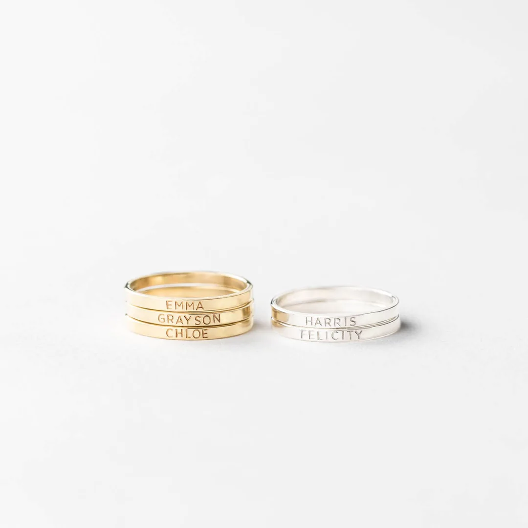This is the ring you don’t take off. Inscribe it with the names, dates, or initials that you always want close.PERSONALIZATION NOTESThis piece is a little too narrow to accommodate accent marks or degree symbols. If you're looking for a coordinates ring we recommend the Personalized Meuse Band. 14k Solid Gold, 14k Gold, Coordinate Rings, Delicate Stacking Rings, Timeless Jewelry, Personalized Rings, Perfect Ring, Rose Gold Filled, Custom Rings