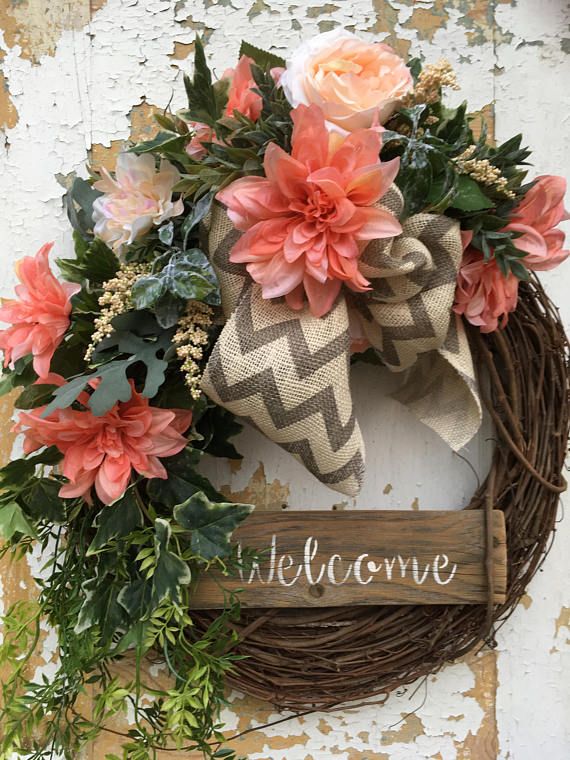 Spring Wreath For Front Door Welcome Easter Spring Wreath For Front Door Welcome Easter