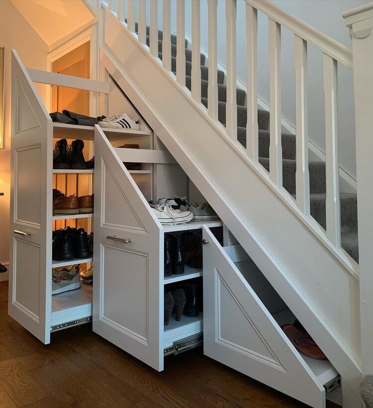 10 clever under stair storage ideas you're going to LOVE | Fifi McGee Staircase Storage, Hallway Storage, Storage Ideas Living Room, Hall Storage Ideas, Clever Storage Ideas, Shoe Storage Under Stairs, Clever Kitchen Ideas, Storage Hacks, Organization Ideas