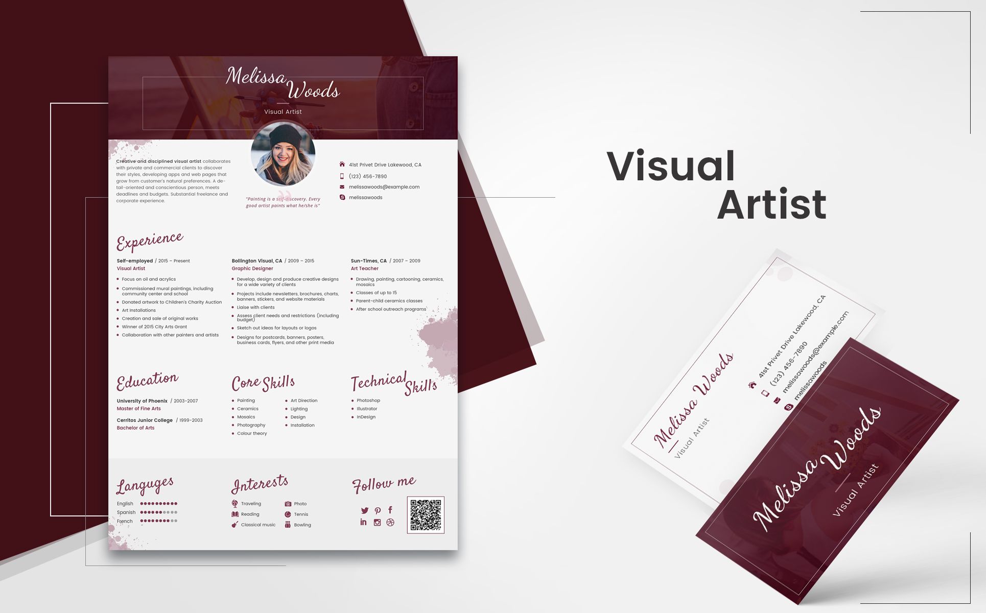 Melissa Woods Visual Artist Resume Template 65243