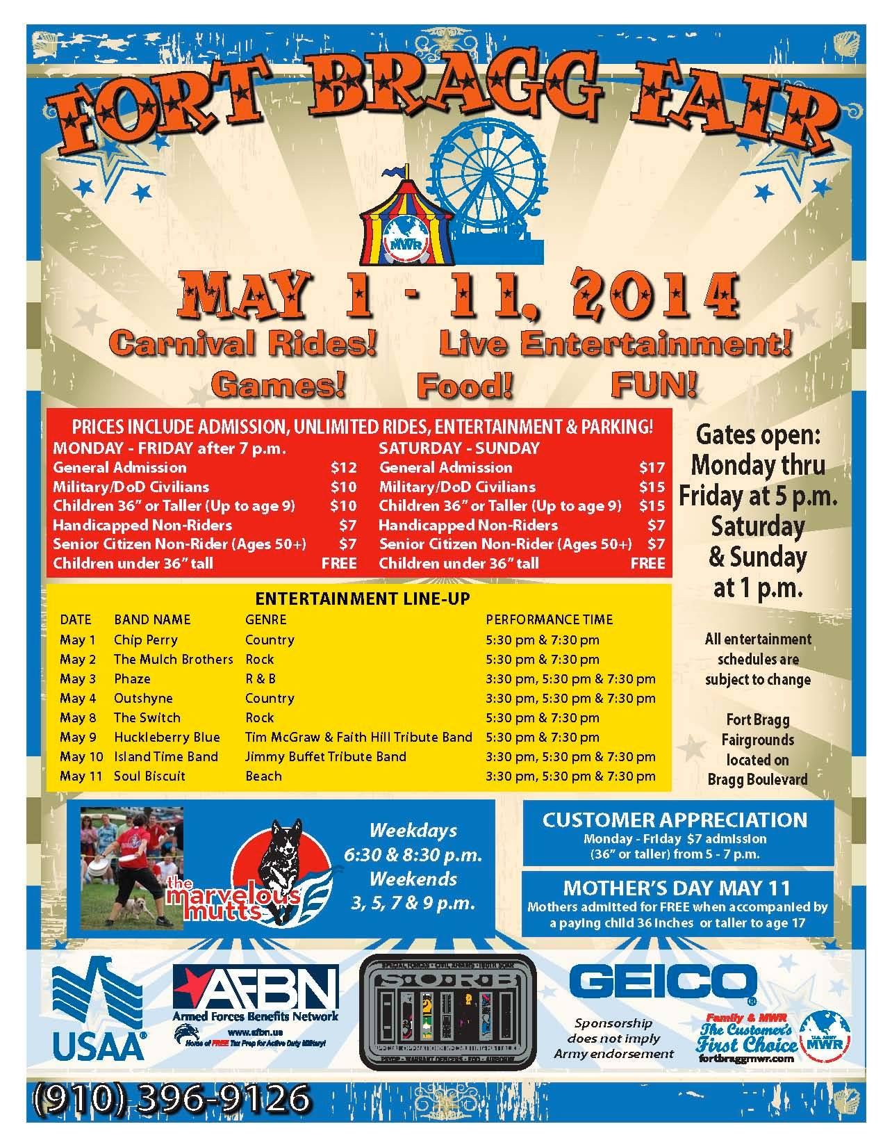 2014 fort bragg fair may 1 11 faytoday fort bragg nc meyer flyer bragg