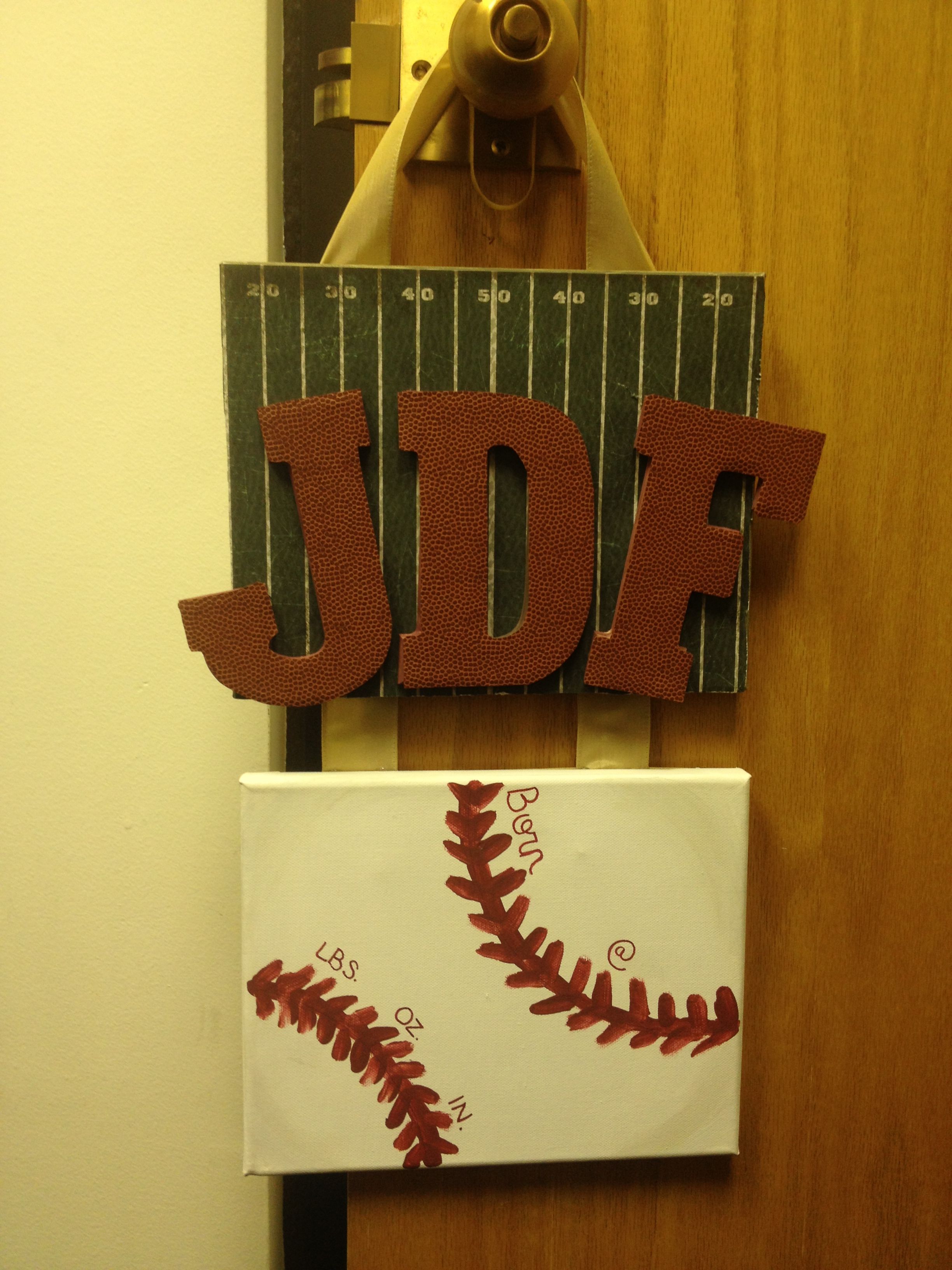 Sports (Football, Baseball) Baby Boy Hospital Door Hanger Sports (Football, Baseball) Baby Boy Hospital Door Hanger