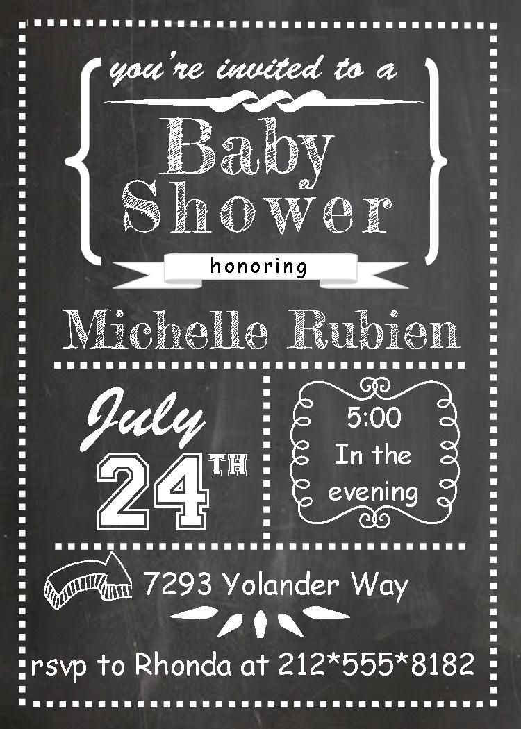 chalkboard baby shower invitations
