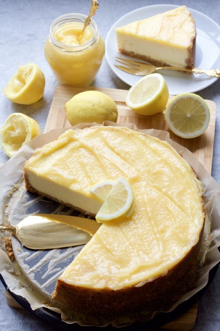 Baked Lemon Cheesecake Recipe Lemon Curd Cheesecake Citrus Desserts Lemon Cheesecake