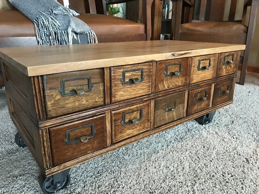 Antique Card Catalog Turned Into A Beautiful And Functional Coffee