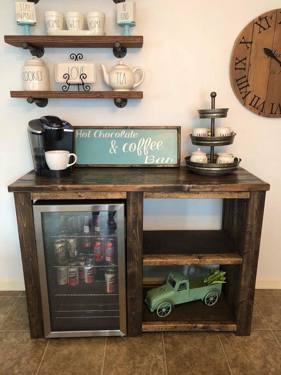 Coffee Bar With Opening For A Mini Fridge Rustic Open Diy Home - Coffee Bar Table With Mini Fridge Coffee Bar With Opening For A Mini Fridge Rustic Open Diy Home - Coffee Bar Table With Mini Fridge