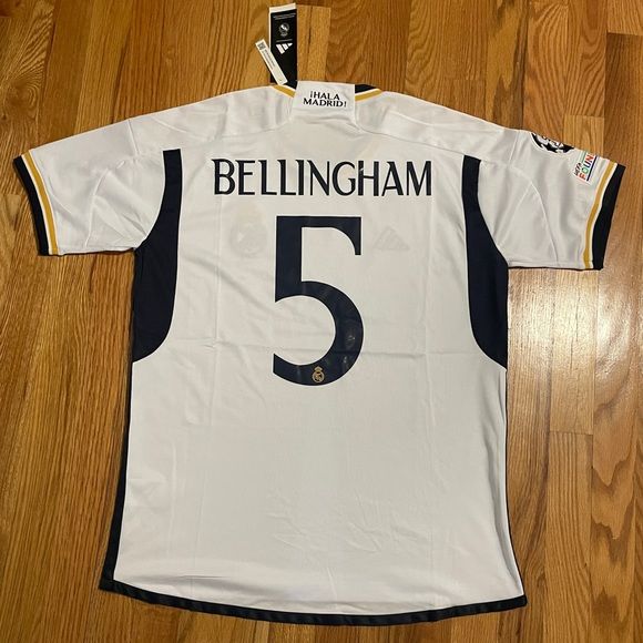 ADIDAS REAL MADRID JUDE BELLINGHAM HOME JERSEY W/CHAMPIONS LEAGUE 23/24