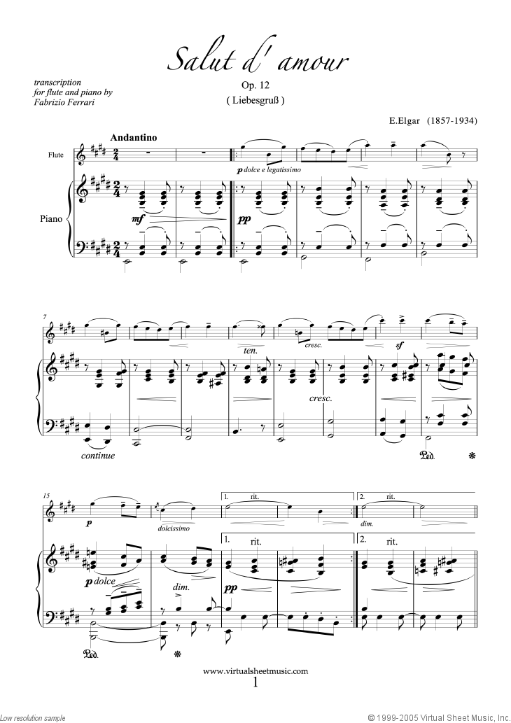Salut dAmour Op 12 pour Violoncelle et Piano