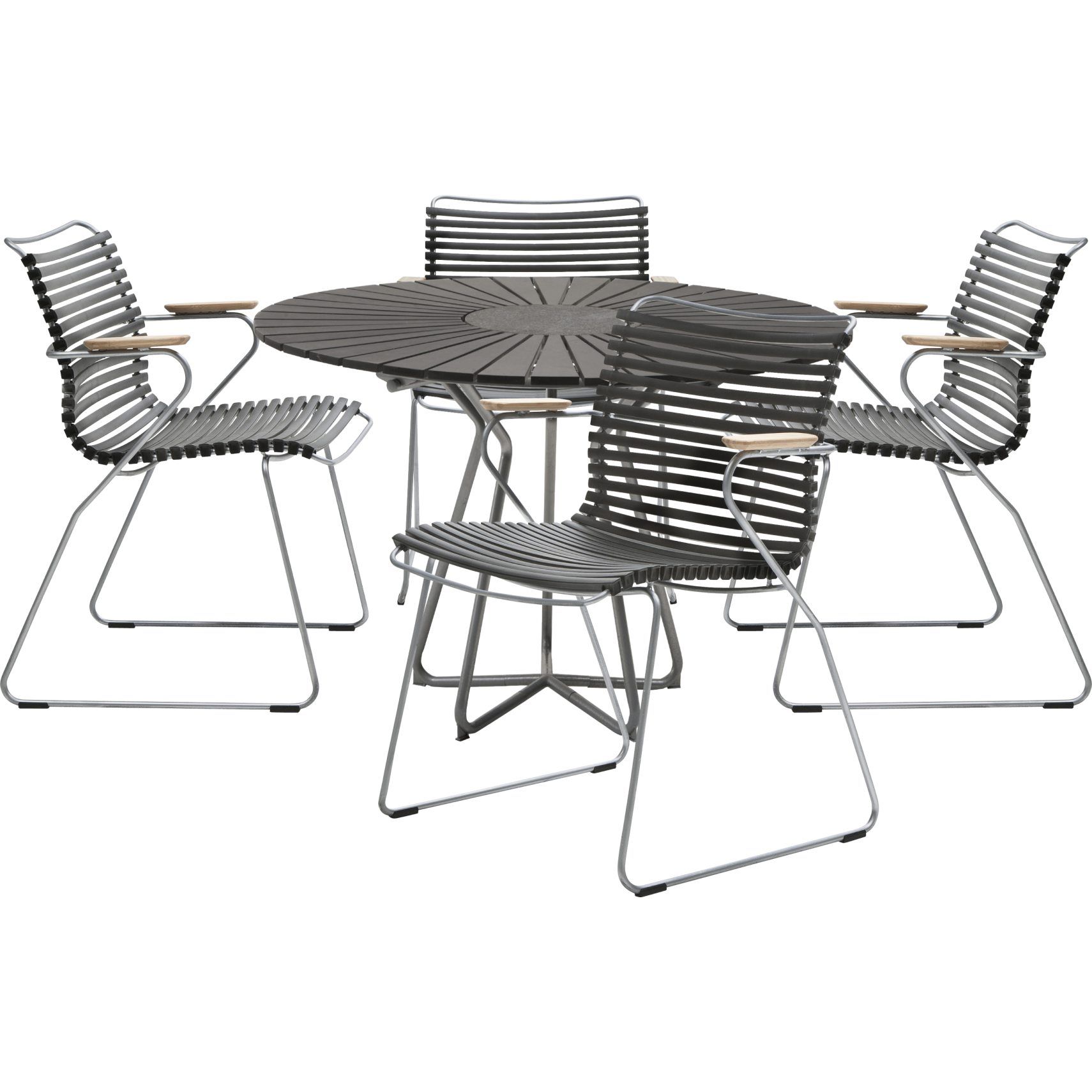Circle havebord med sort polywood bordplade og pulverlakeret ... Sort havebord og stole