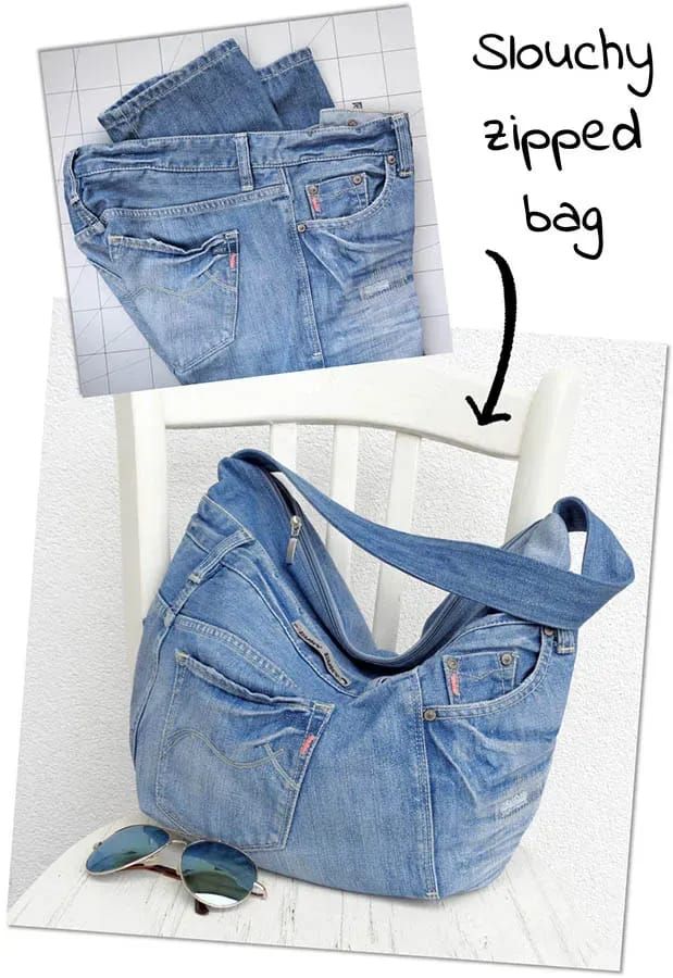 Fat Quarters, Denim Bag Diy, Jeans Bag, Diy Jeans, Bag Patterns To Sew, Sewing Patterns, Denim Crafts, Denim Projects, Jean Crafts