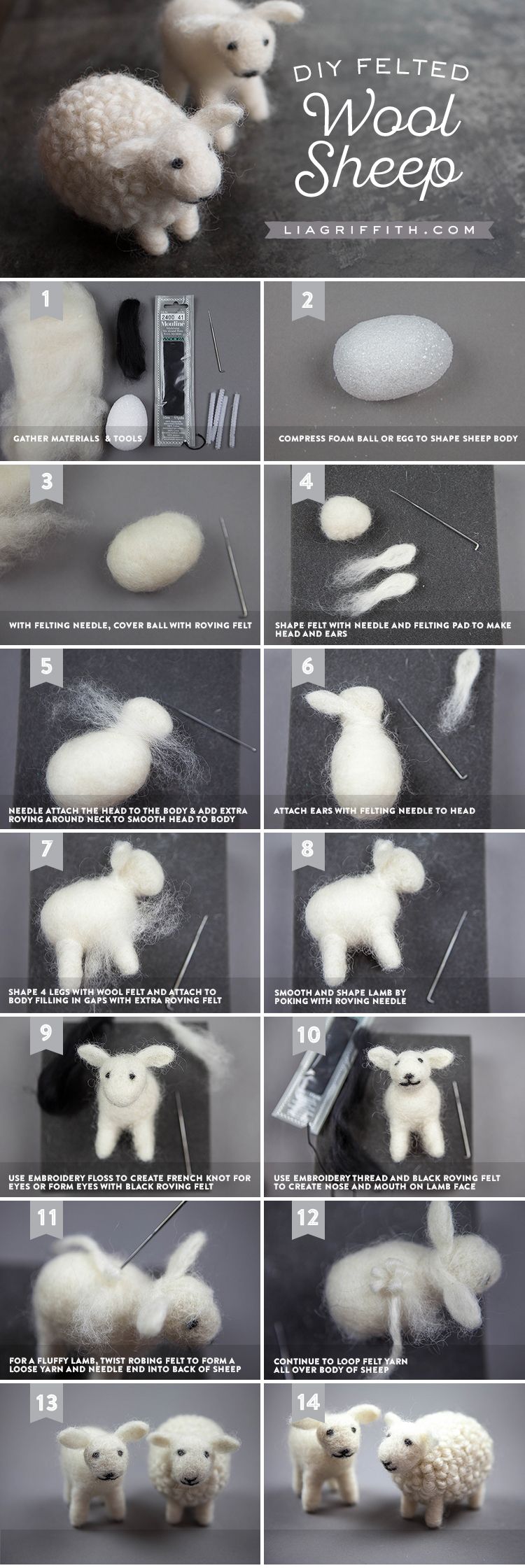 Find all the materials at your local craft store and follow our free tutorial to… Sheep Crafts, Felt Crafts, Wood Crafts, Diy Crafts, Recycled Crafts, Crochet Crafts, Easy Crochet, Felted Wool Crafts, Diy Wool