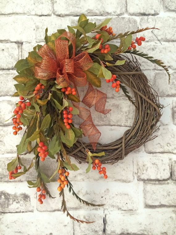 Berry Fall Wreath For Door Front Silk Berry Fall Wreath For Door Front Silk Fl Grapevine Outdoor Autumn Decor