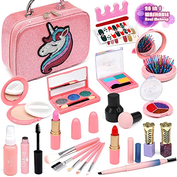 Amazon.com: Enjoybot Girls Makeup kit Toy Kids - 28PCS Mermaid Real Cosmetic for Little Girls , Washable Dress up Mermaid Real Makeup Toys. Best Girl Gifts for 3/4/5/6/7year.: Toys & Games Girls Makeup Set, Little Girl Makeup Kit, Makeup Kit For Kids, Little Girl Toys, Kids Makeup, Baby Girl Toys, Toys For Girls, Gifts For Little Girls, Kids Toy Shop