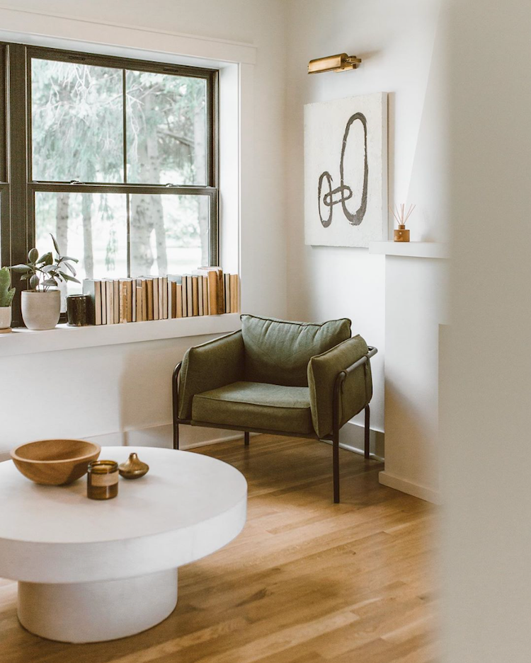 A Beautiful, Relaxed Home in Shades of Moss Green, White and Brown - Designed by Christine of  @_forthehome