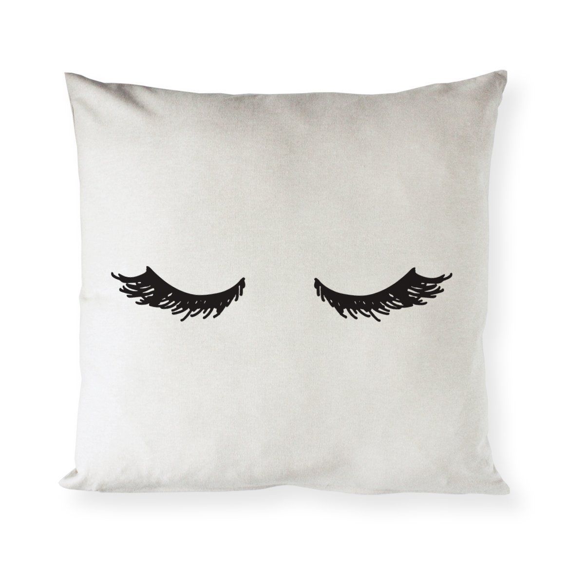 Eyelash Pillow | Throw pillows bedroom White Cotton Canvas Throw Pillow with