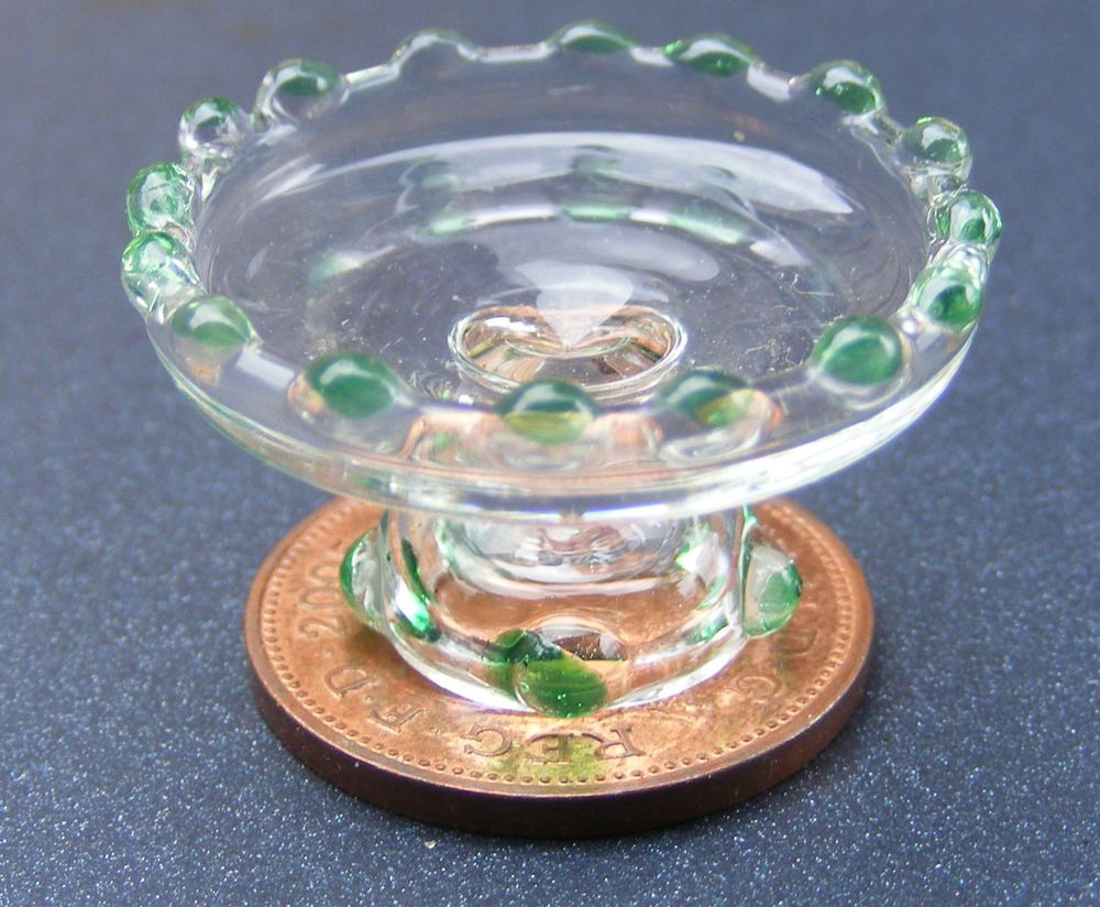 Dollhouse Phil Grenyer Three Leg Cranberry Glass Bowl Artisan Miniature
