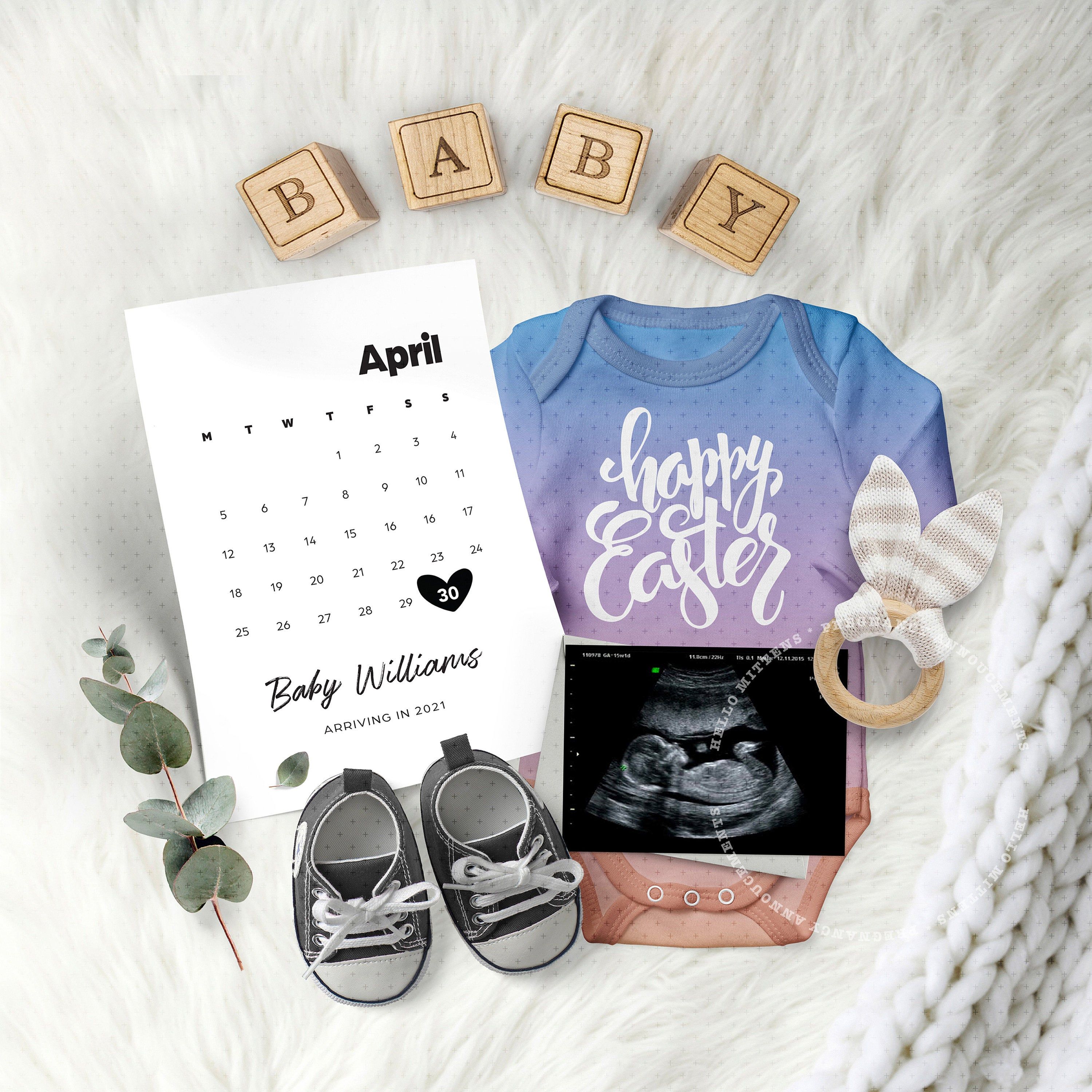 Its a girl Easter customized digital pregnancy announcement for social media baby announcement instagram bunny onesie spring Edit Instantly