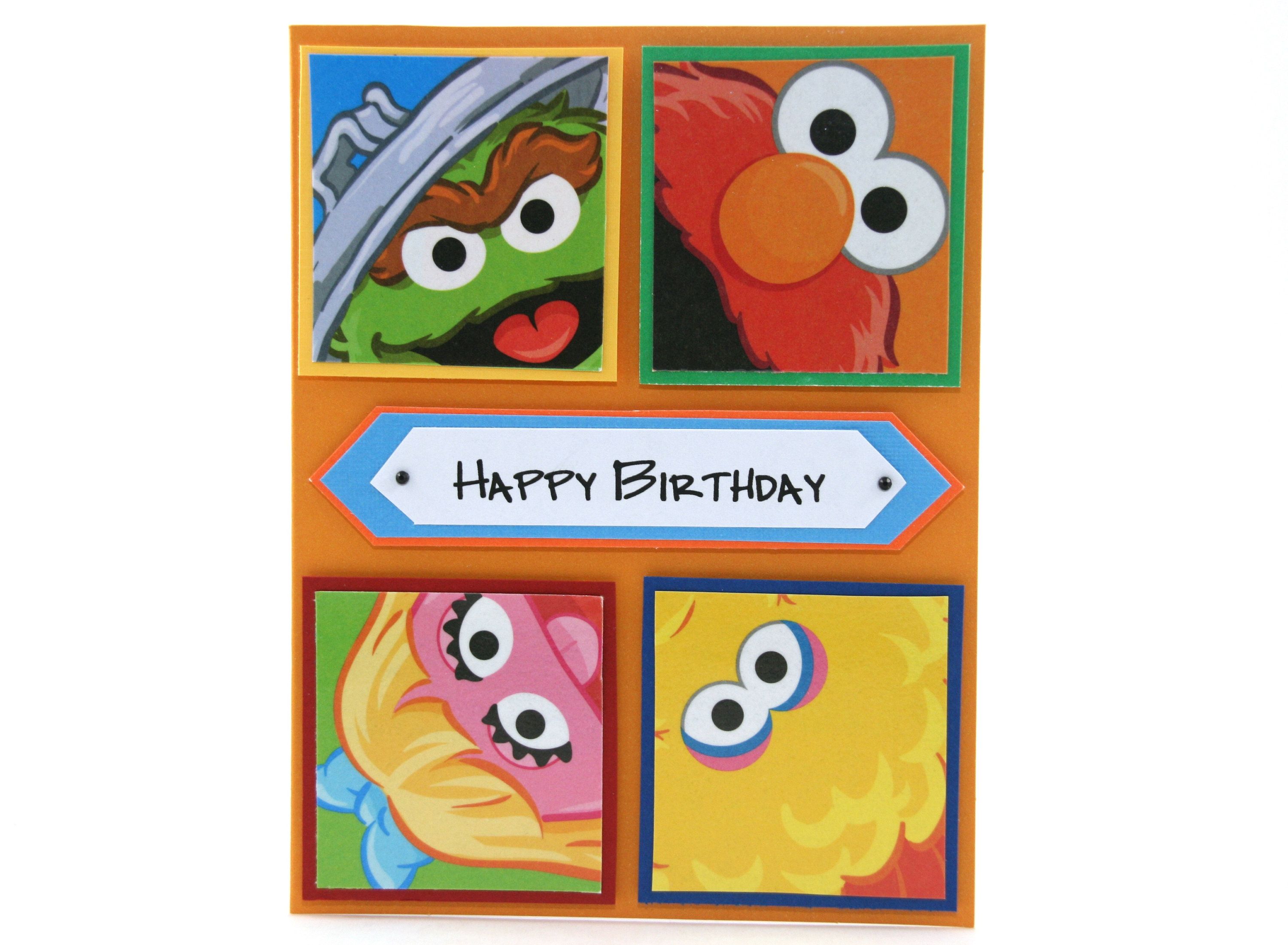 Orange Sesame Street Birthday Card Happy Birthday Card | Etsy | Kids