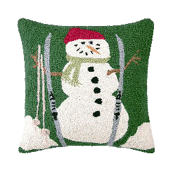 Giant Skiing Winter Snowman Wool 18 Hooked Pillow Throw Pillows Christmas Wool Throw Pillows Throw Pillows