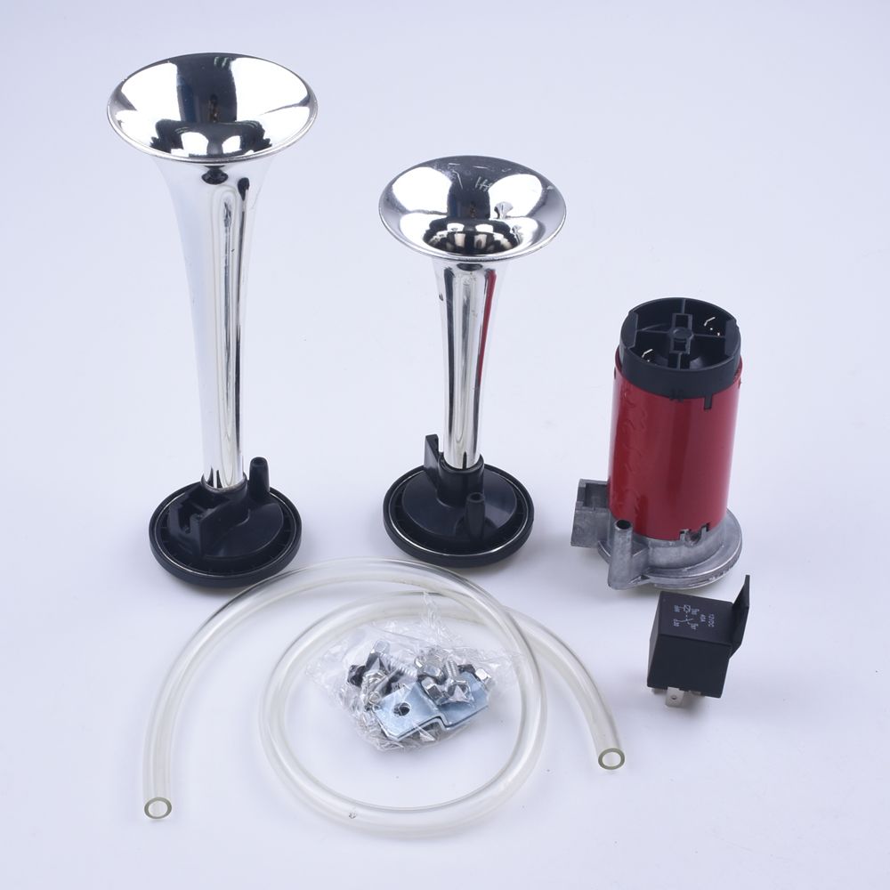 12v with compressor Chrome Twin Air Horn Car Horn 12v with compressor Chrome Twin Air Horn Car Horn