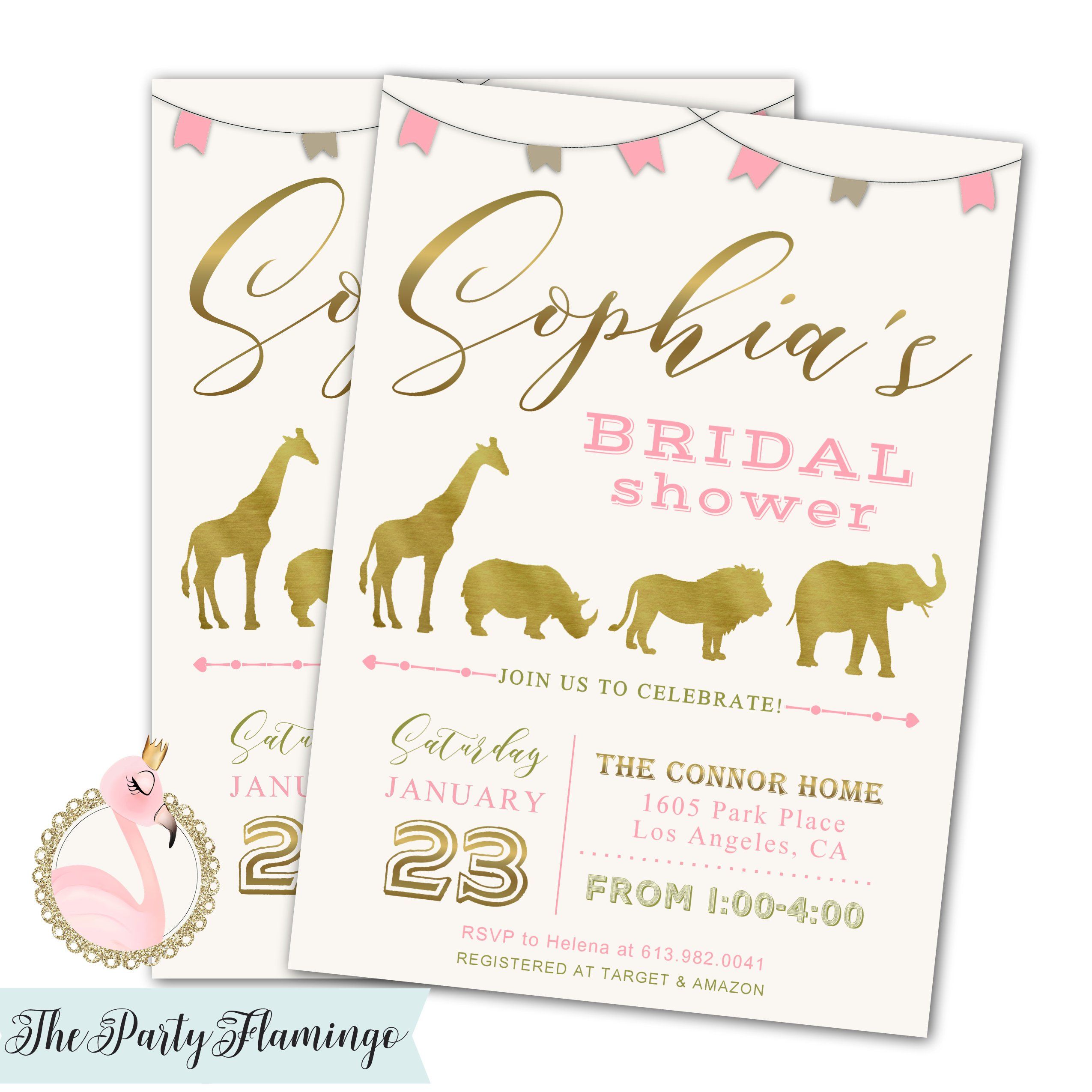 Safari Bridal Shower Invitations Jungle Animals Pink And Faux Gold Foil Safari Animals Invitation Baby Shower Couple S Shower Birthday Boy Shower Invitations Baby Shower Invitations For Boys Baby Boy Invitations [ 2550 x 2550 Pixel ]