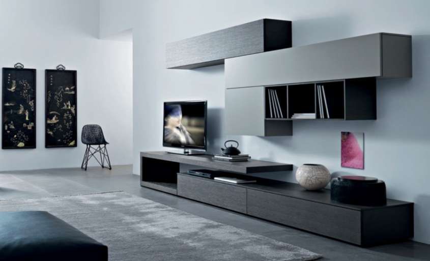 Abbinare Il Grigio Alle Pareti Mobili Grigio Laccato E Pareti Bianche Living Room Tv Unit Wall Unit Tv Wall Unit