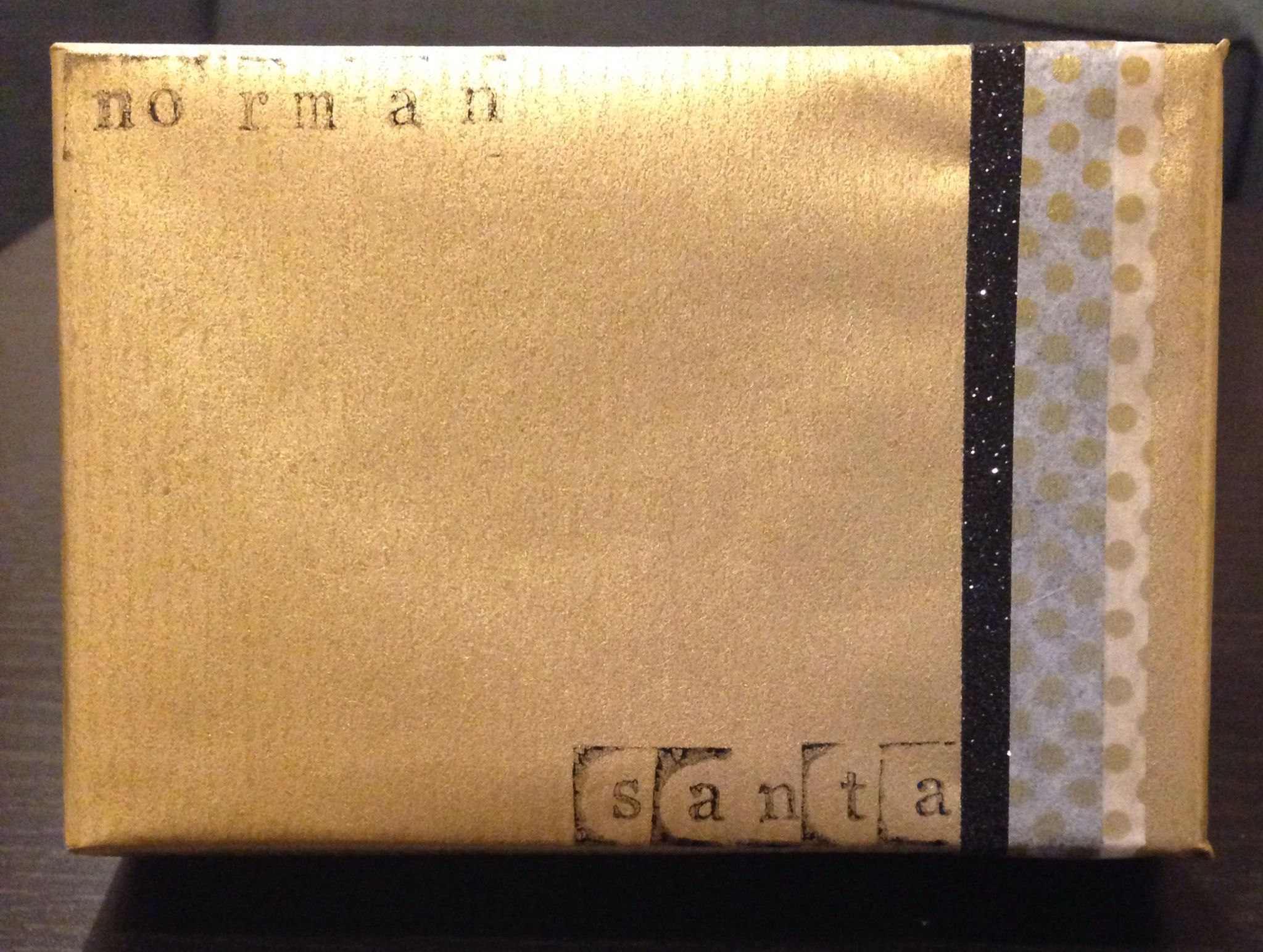 Gift wrap, black & gold, washi tape, letter stamps Letter Stamps, Knick