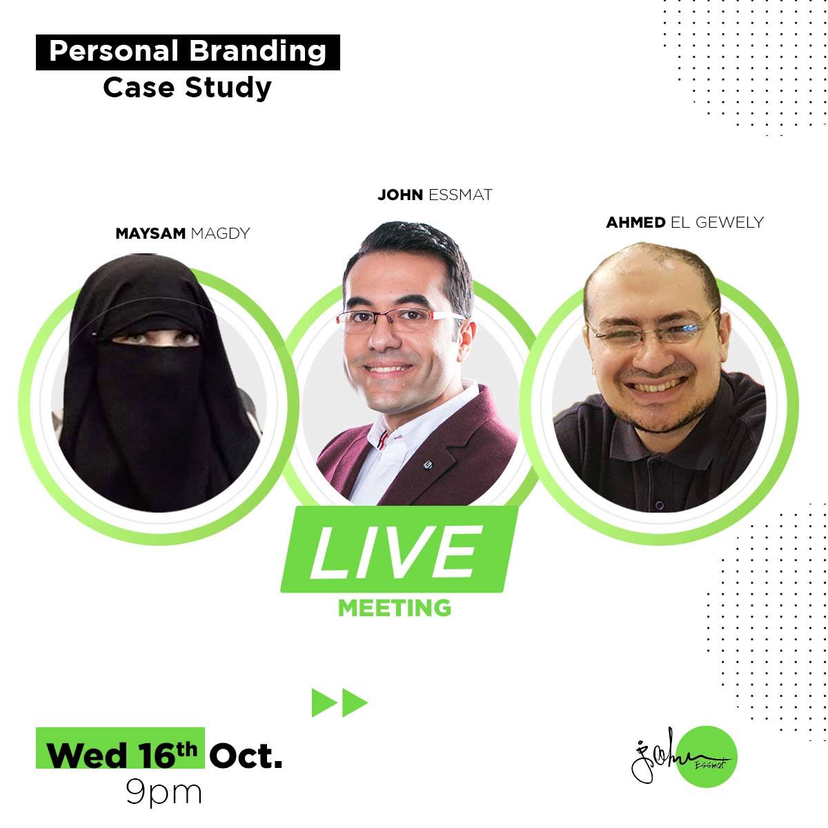 يوم الاربع الساعة 9م هنعمل Live Meeting مع اتنين عاملين Personal Brand قوي في مجال الطب Personal Branding Case Study Branding