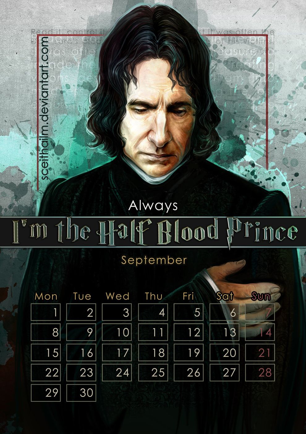 September Alan Rickman As Severus Snape In The Harry Potter Movies Filme Pinnwand Filme Serien