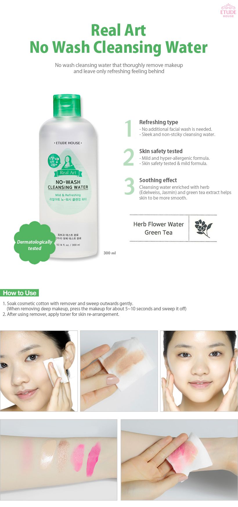 Etude House Real Art No Wash Cleansing Water 300ml Etude