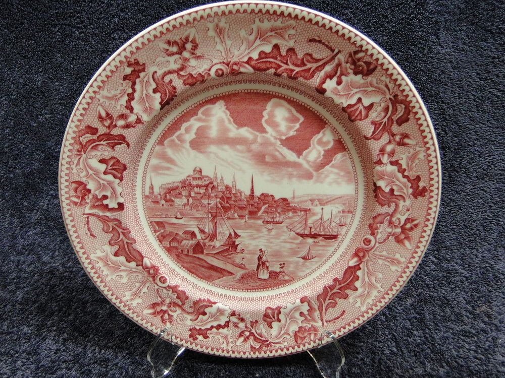 Johnson Brothers Historic America Pink Red Dinner Plate 10\ Johnson Brothers Historic America Pink Red Dinner Plate 10\