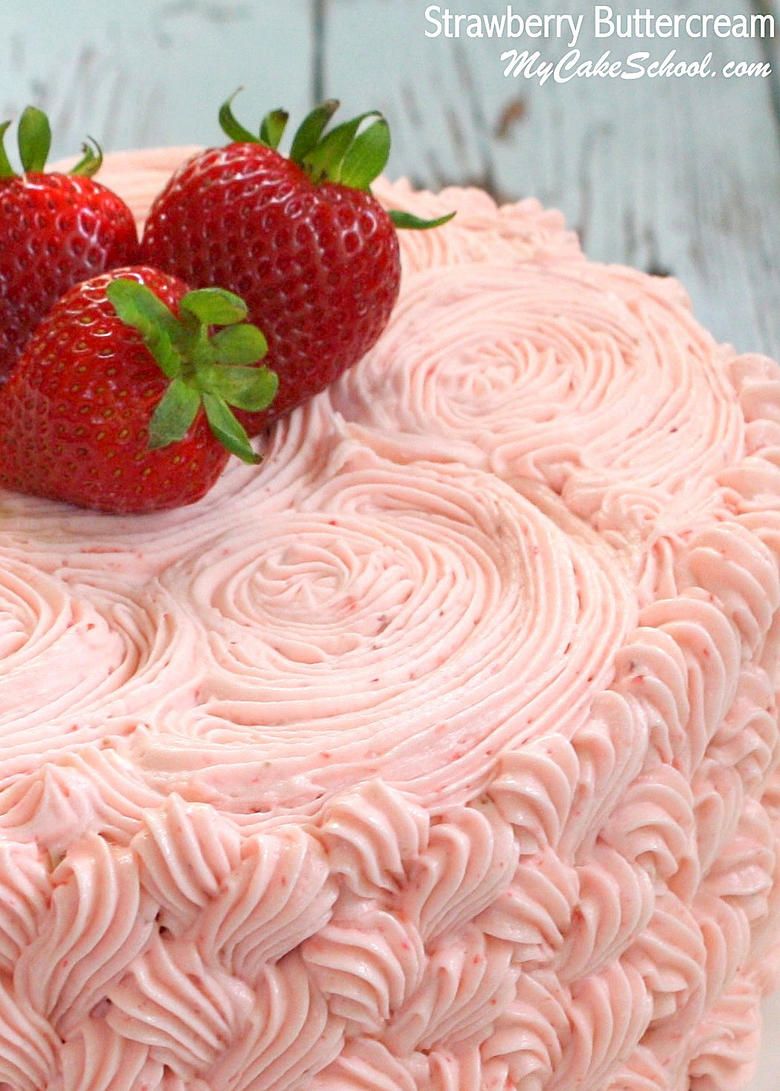 Strawberry Buttercream Frosting Recipe by MyCakeSchool.com! So simple and delicious! Strawberry Buttercream Frosting, Buttercream Recipe, Frosting Recipes, Cupcake Recipes, Cupcake Cakes, Simple Frosting Recipe, Ganache Recipe, Homemade Frosting, Vanilla Buttercream