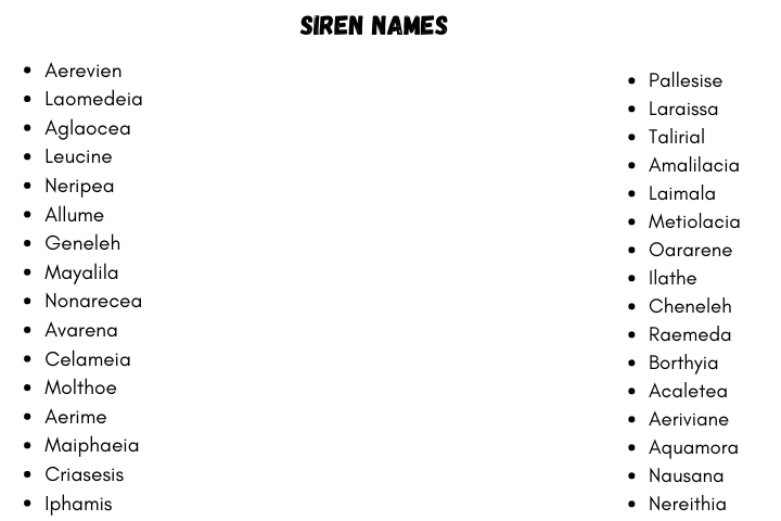 Siren Names: 170+ Creative Siren Name Ideas