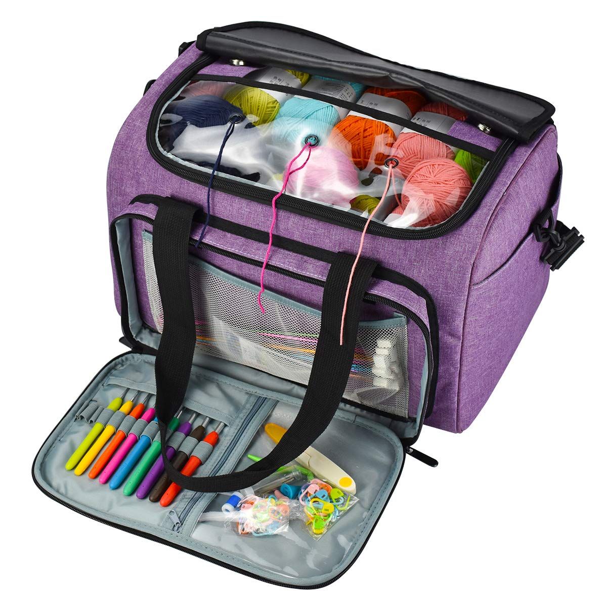 Portable Storage Tote Bag Sewing Knitting Yarn/&Wool Organizer Holder Bag