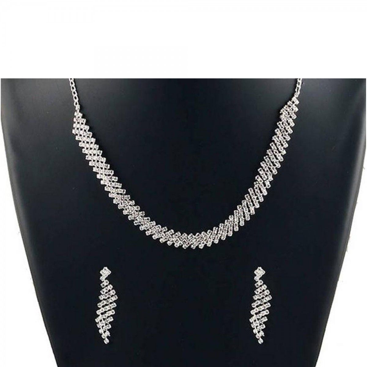 White Stone Necklace Set For Womens India Best - White Stone Pendant Set White Stone Necklace Set For Womens India Best - White Stone Pendant Set