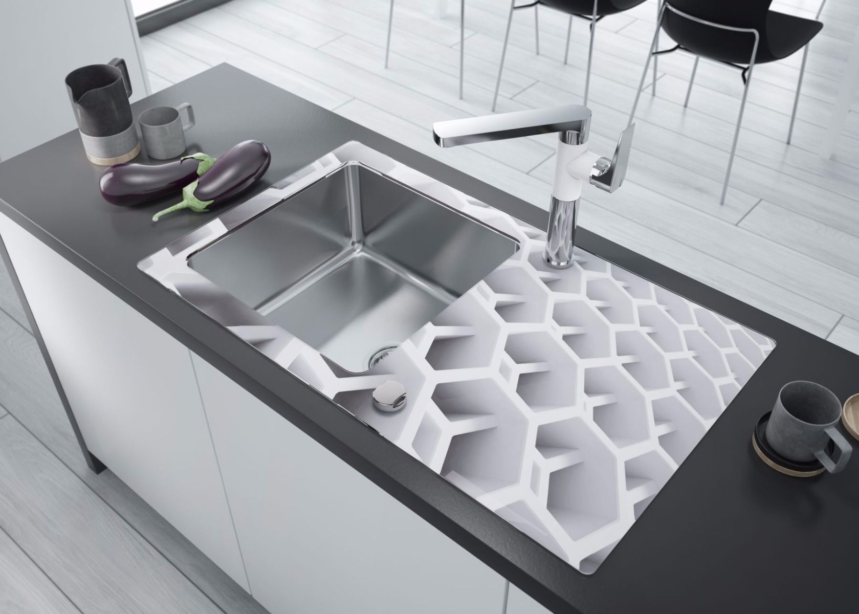 Evier En Inox Lisse 1 Bac Apell Osiris Egouttoir A Gauche Des Eviers Contemporains Cuisissimo Evier En Inox Evier Egouttoir