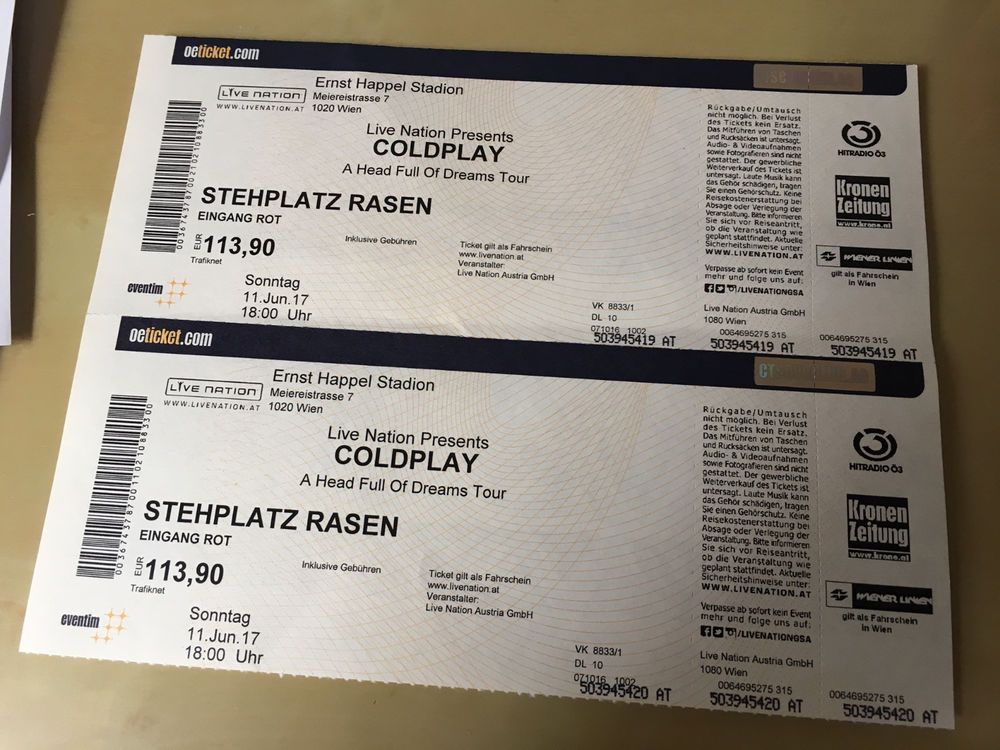 Coldplay Wien Ernst Happel Stadion 2 X Stehplatz Ebay Ernst Happel Stadion Ebay Einkaufen