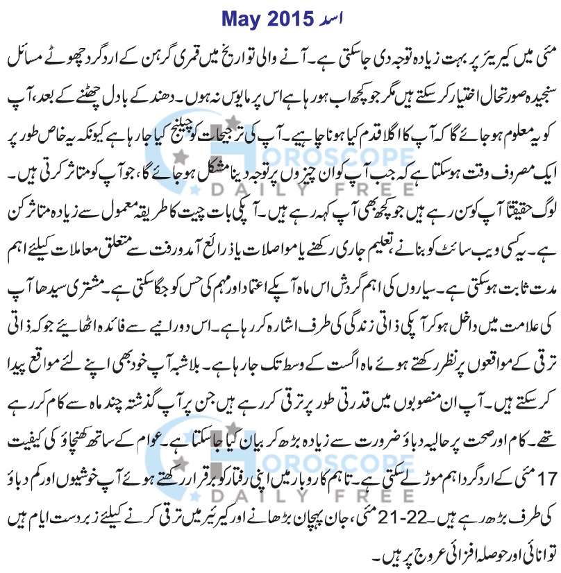 today horoscope free in urdu for leo