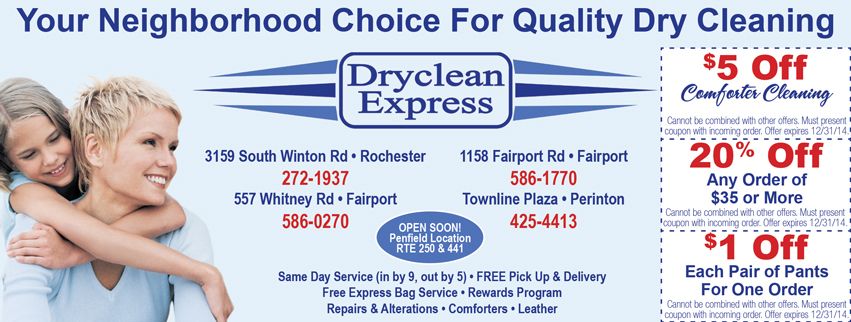 Enjoy multiple savings from DryClean Express locations