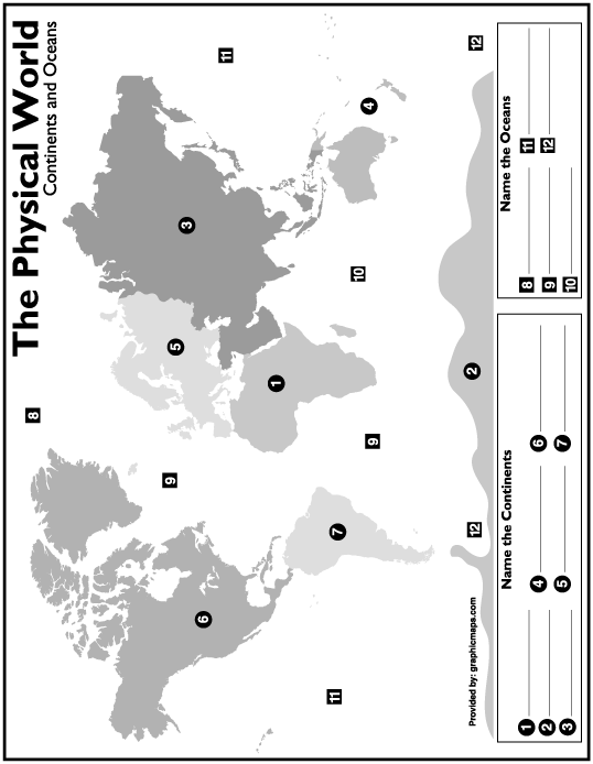 quiz name the world continents and oceans all kinds of printable maps