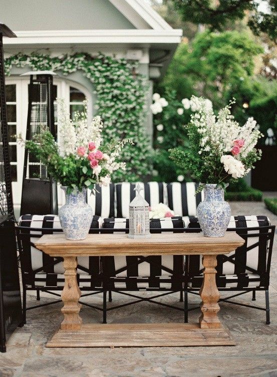 regency decor with black and white striped patio cushions ... regency decor with black and white striped patio cushions ... on Black And White Backyard Decor id=52325