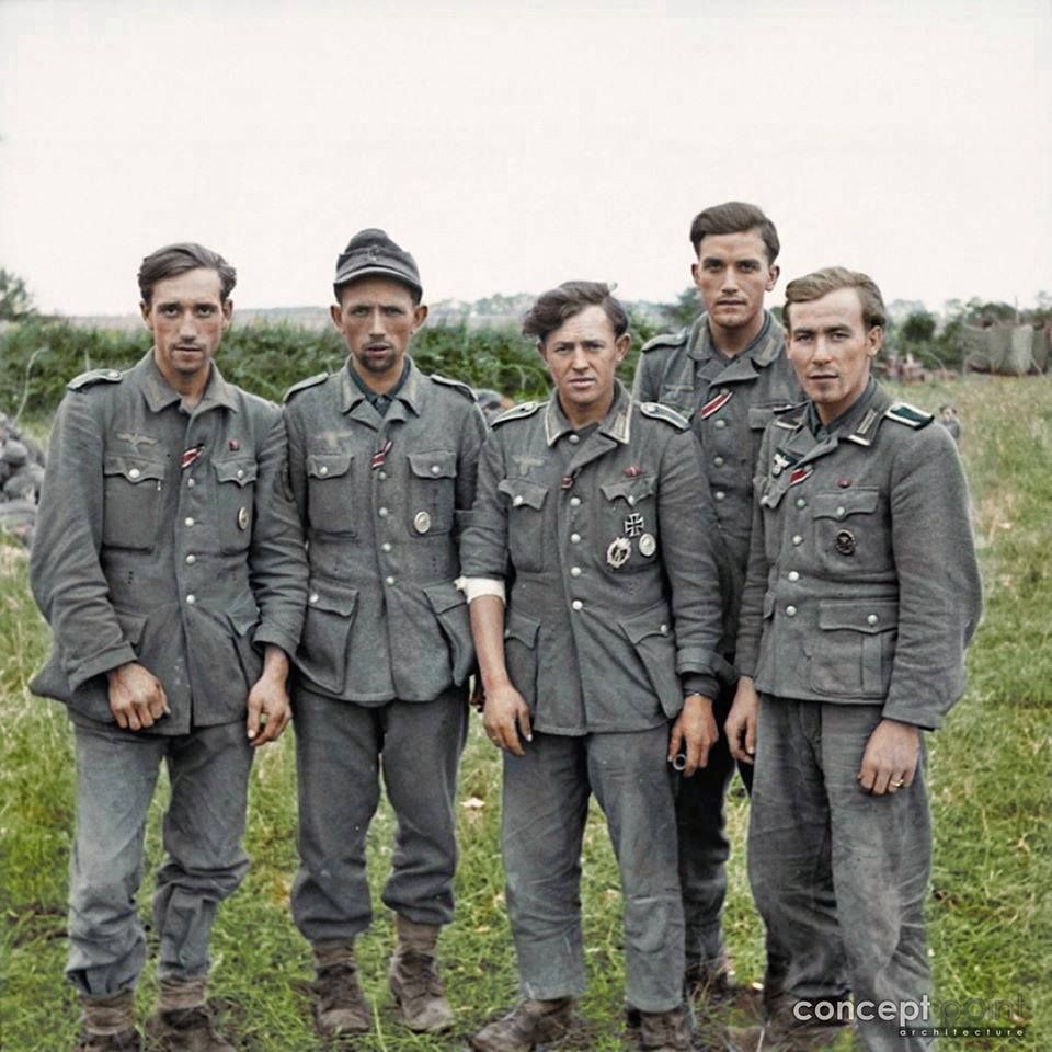 A group of veteran German prisoners captured at Maltot, France ...